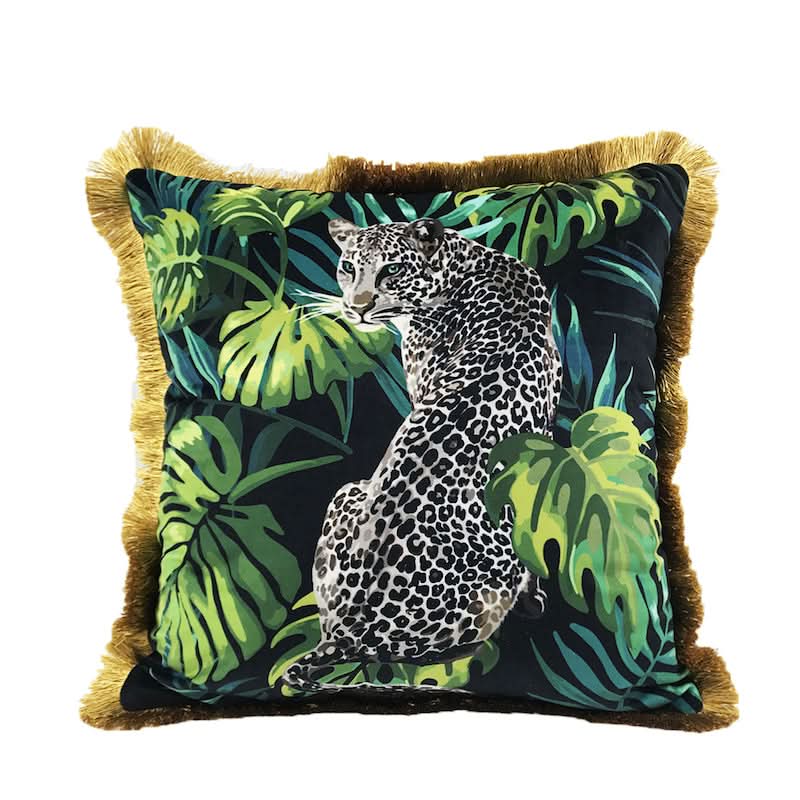 Housse de Coussin Animaux de la Jungle Rétro pour Décoration de Canapé