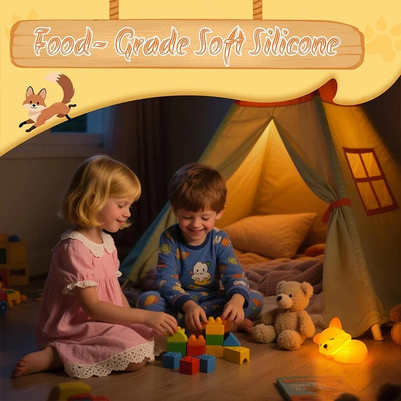 Veilleuse Fuchs en silicone | Rechargeable, dimmable & avec minuterie | Idée cadeau mignonne pour enfants & adultes