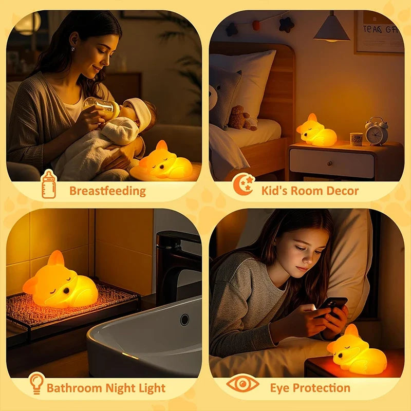 Veilleuse Fuchs en silicone | Rechargeable, dimmable & avec minuterie | Idée cadeau mignonne pour enfants & adultes
