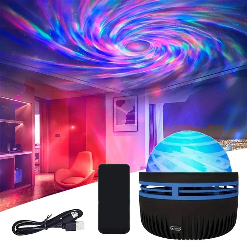 Polariva Projecteur d'Aurore Boréale | Synchronisation Musicale & Télécommande | Lumière Ambiante RGB | Charge USB | 7,8×7,8×8,7 cm