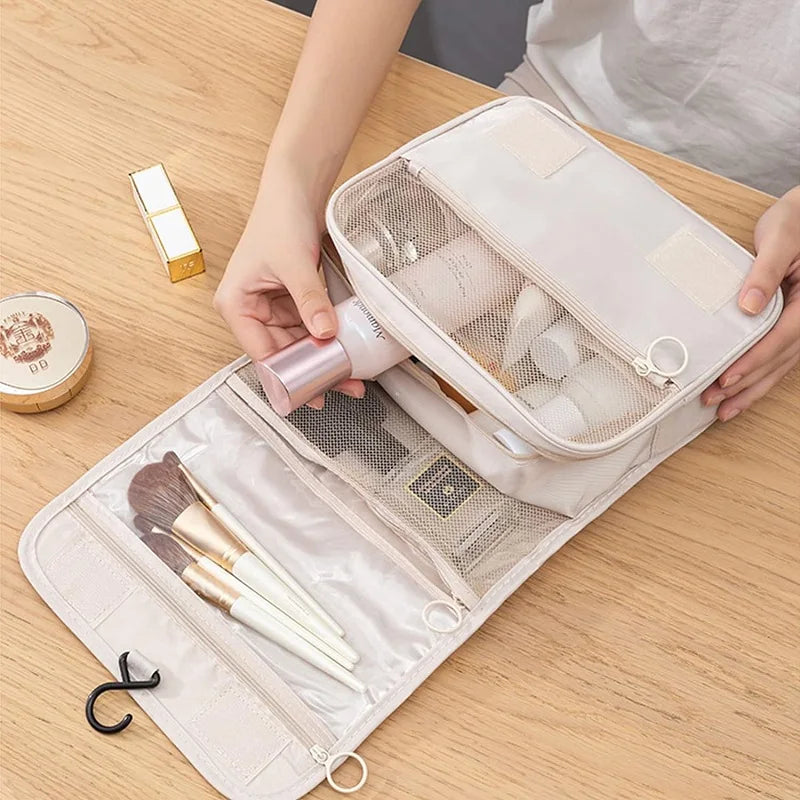 Trousse de toilette de voyage suspendue | 6 compartiments & compartiment humide | Compacte & polyvalente | Polyester déperlant