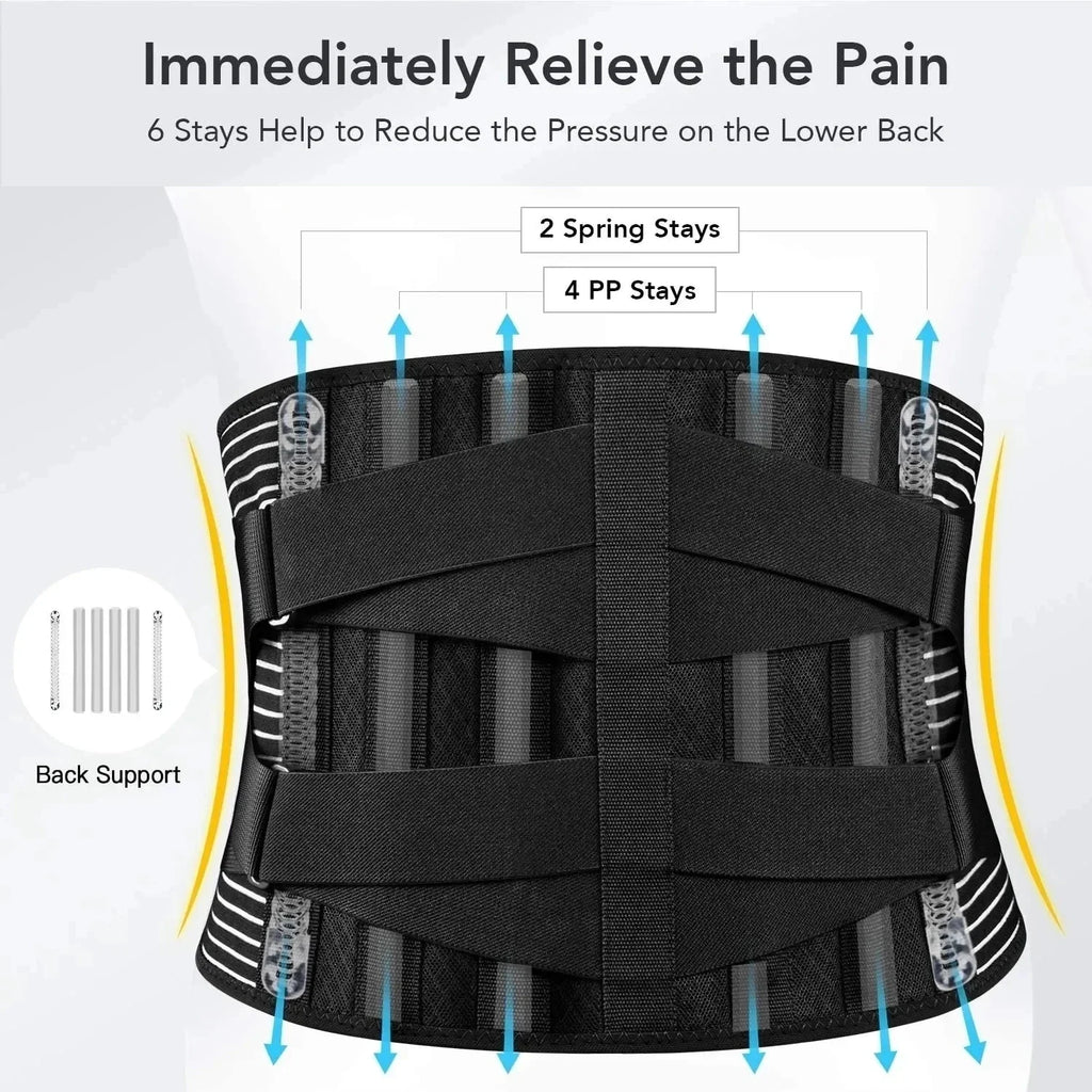 Ceinture de soutien dorsal OrthoFlexa | Support lombaire 360° avec aluminium à mémoire et ressorts en acier | Respirant et invisible sous les vêtements