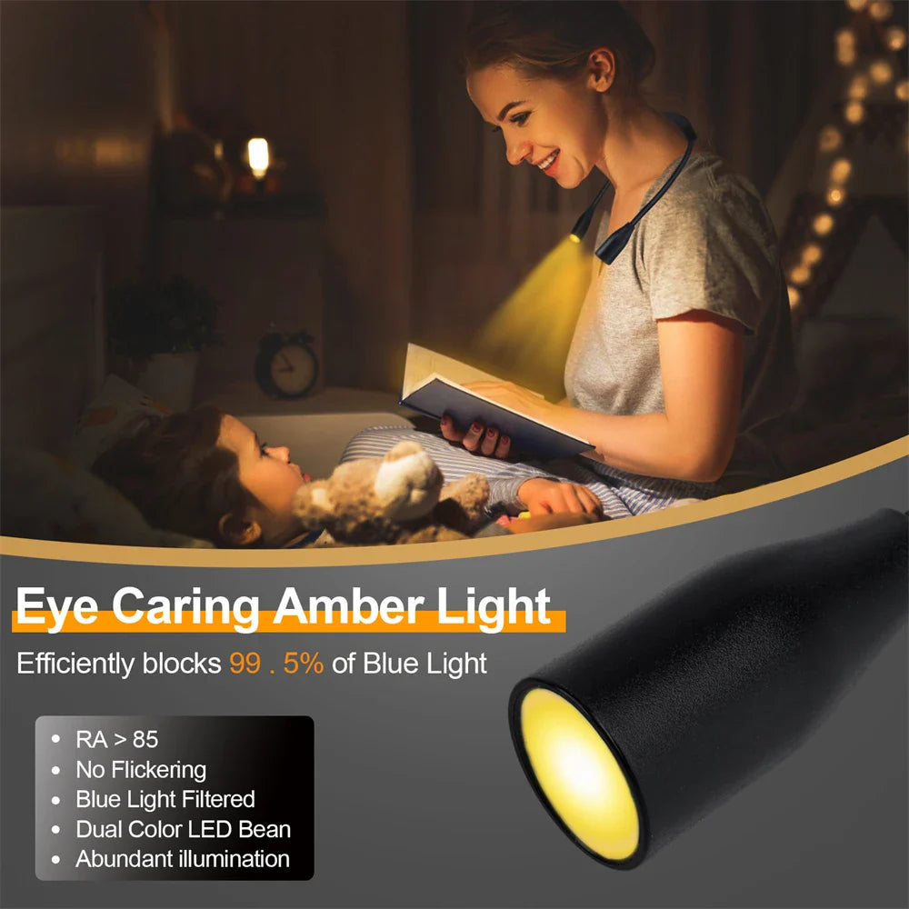Lampe de cou LED LumiNeck | Rechargeable USB | 3 couleurs de lumière & intensité réglable | Flexible & Portable
