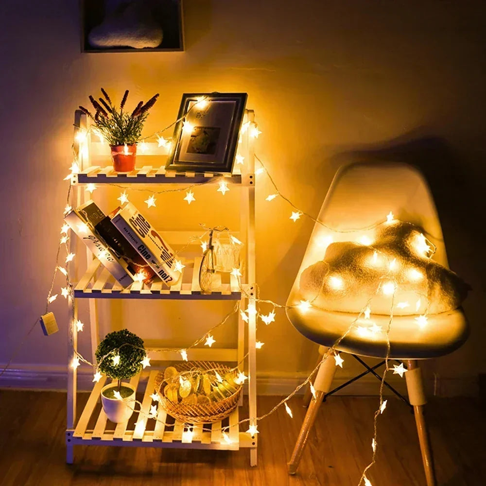 Guirlande lumineuse LED Étoiles – Guirlande décorative pour l'intérieur et l'extérieur