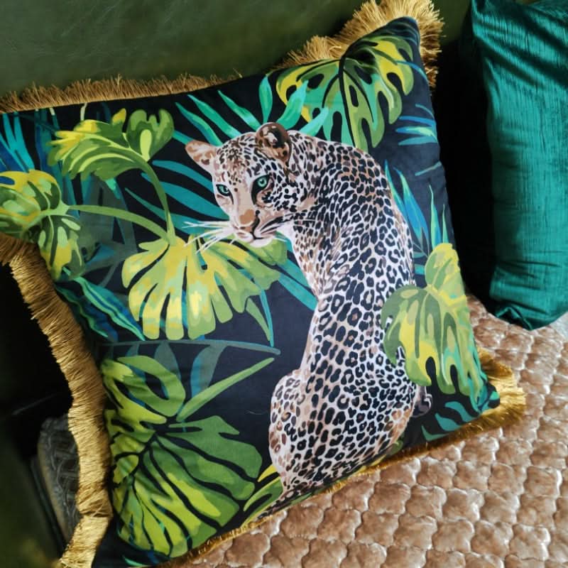 Housse de Coussin Animaux de la Jungle Rétro pour Décoration de Canapé