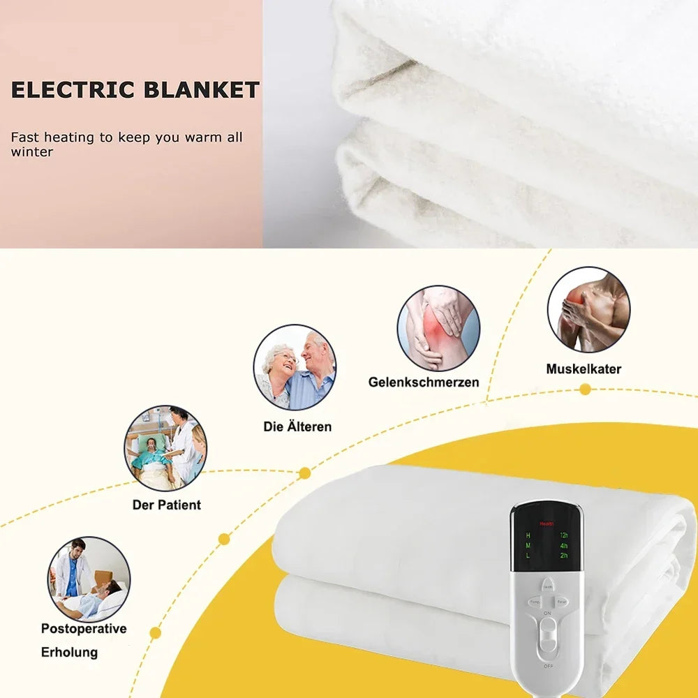 Couverture Électrique 150×80 cm – 3 Niveaux de Chaleur, Minuteur & Sécurité