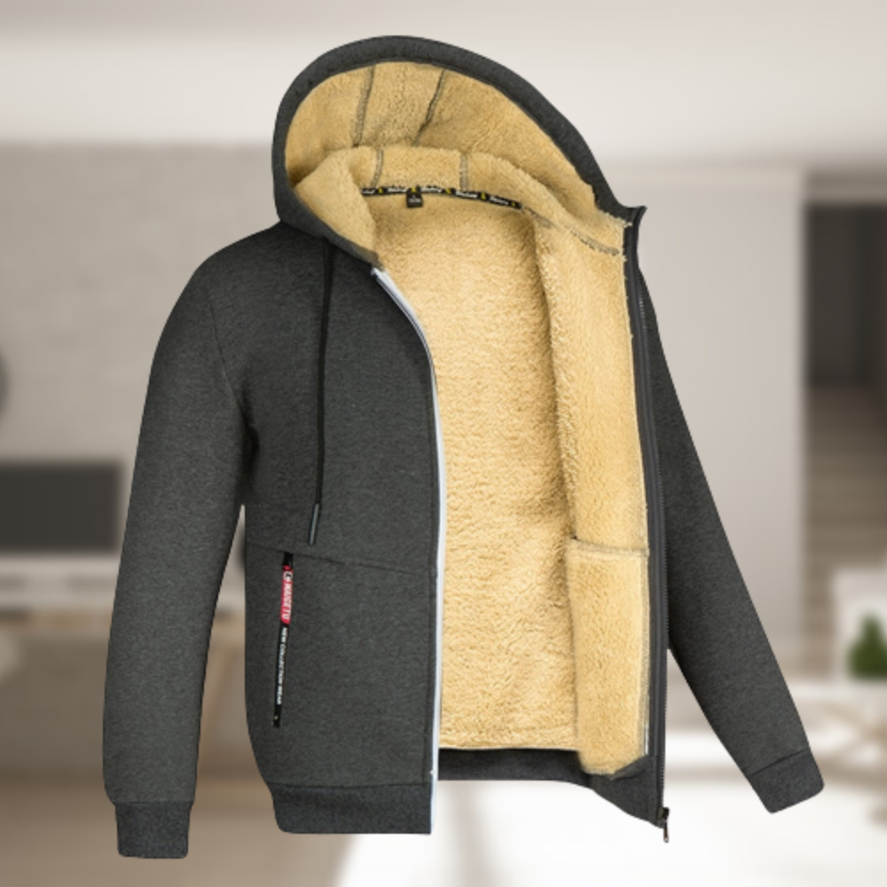 Veste d'Hiver en Fleece pour Homme avec Capuche – Veste Casual Chaude pour Jours Froids