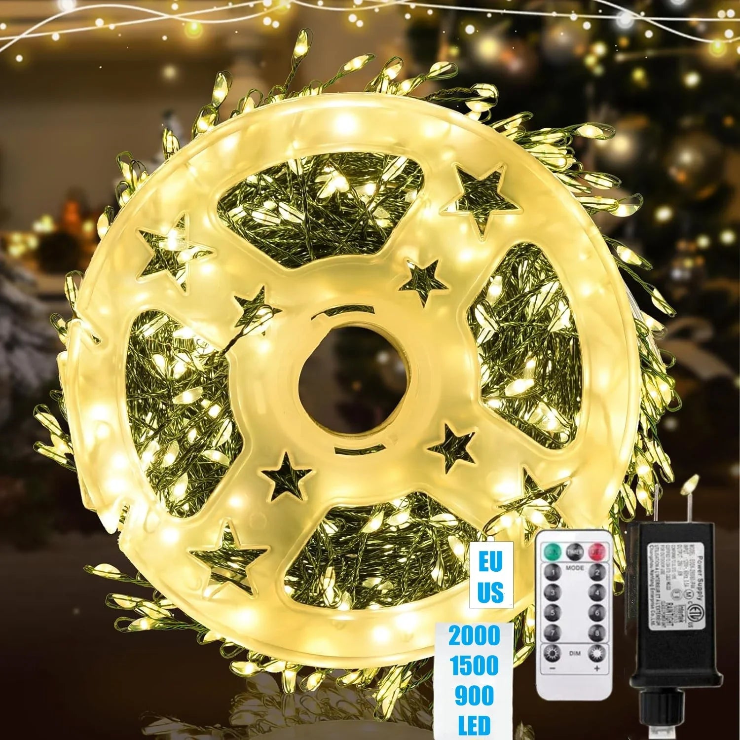 Guirlande lumineuse LED Ignisia | Avec télécommande | 30–75 m | 900–2000 LEDs | Étanche IP65 | Pour Noël, Halloween & fêtes
