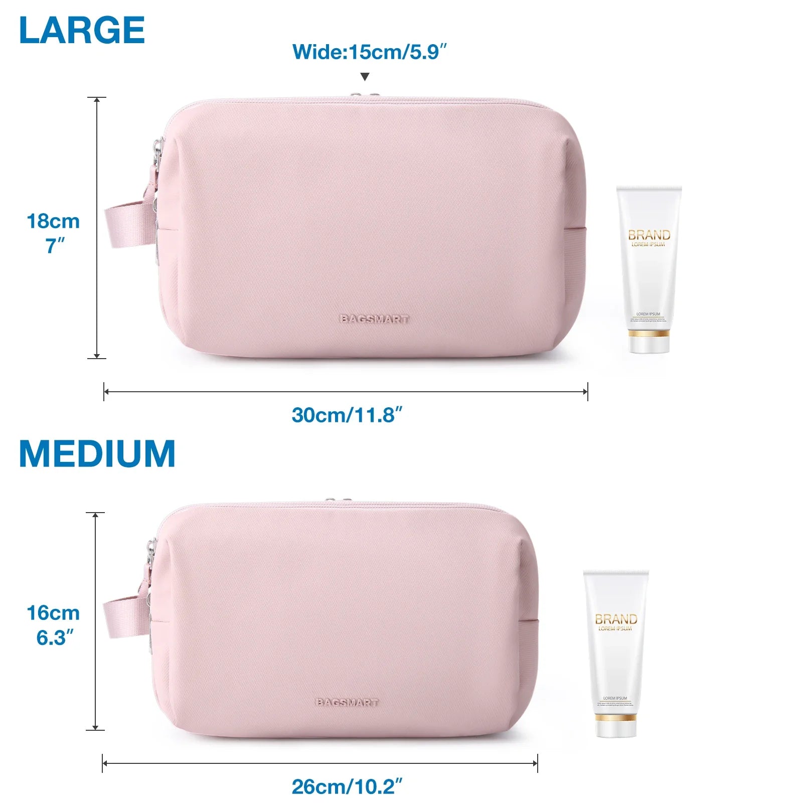 Kosmetixo Trousse de Toilette Imperméable pour Femmes & Hommes | Trousse de Toilette Légère en S/M/L | Accessoire de Voyage pour Produits de Soins & Maquillage | Organisateur de Voyage Unisexe
