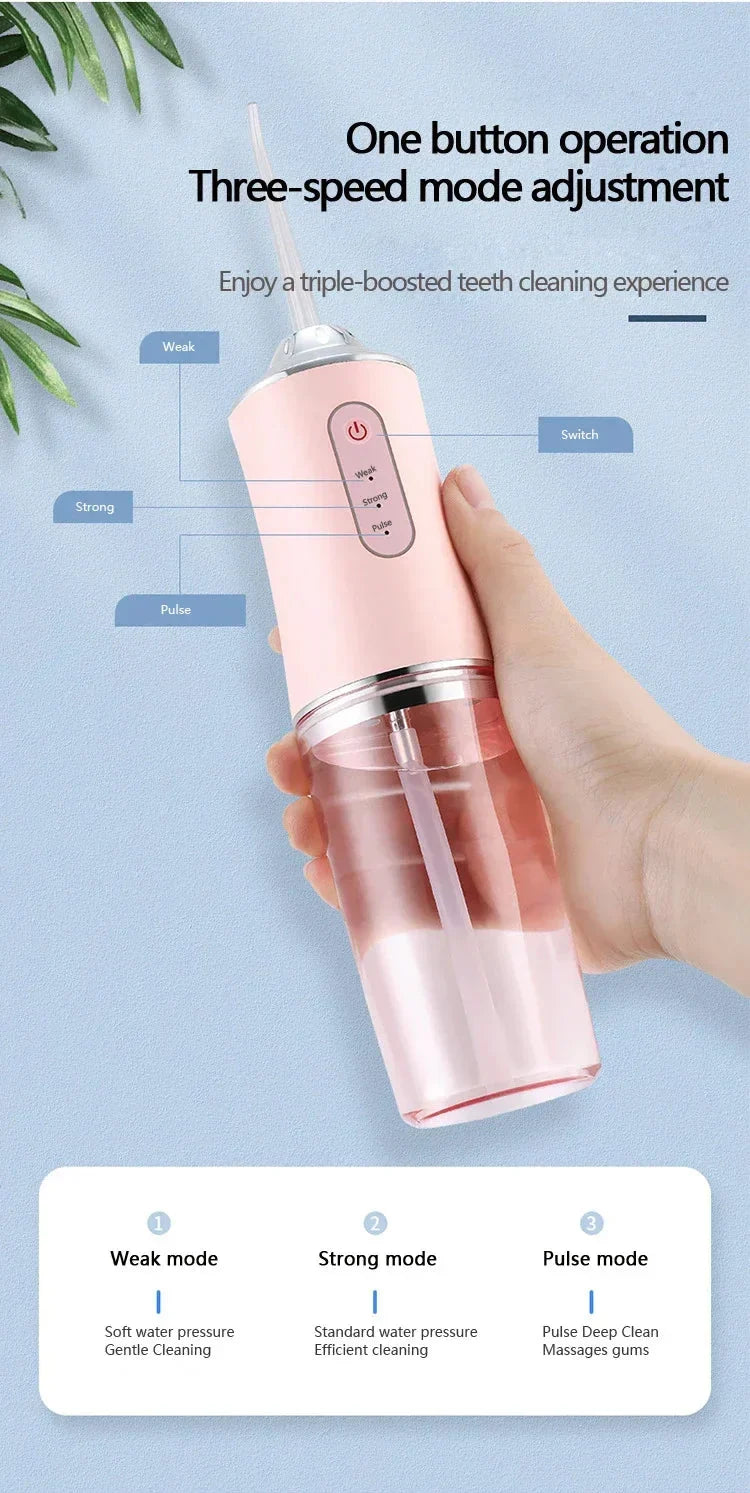 Fil dentaire à eau de voyage avec quatre têtes de nettoyage de remplacement