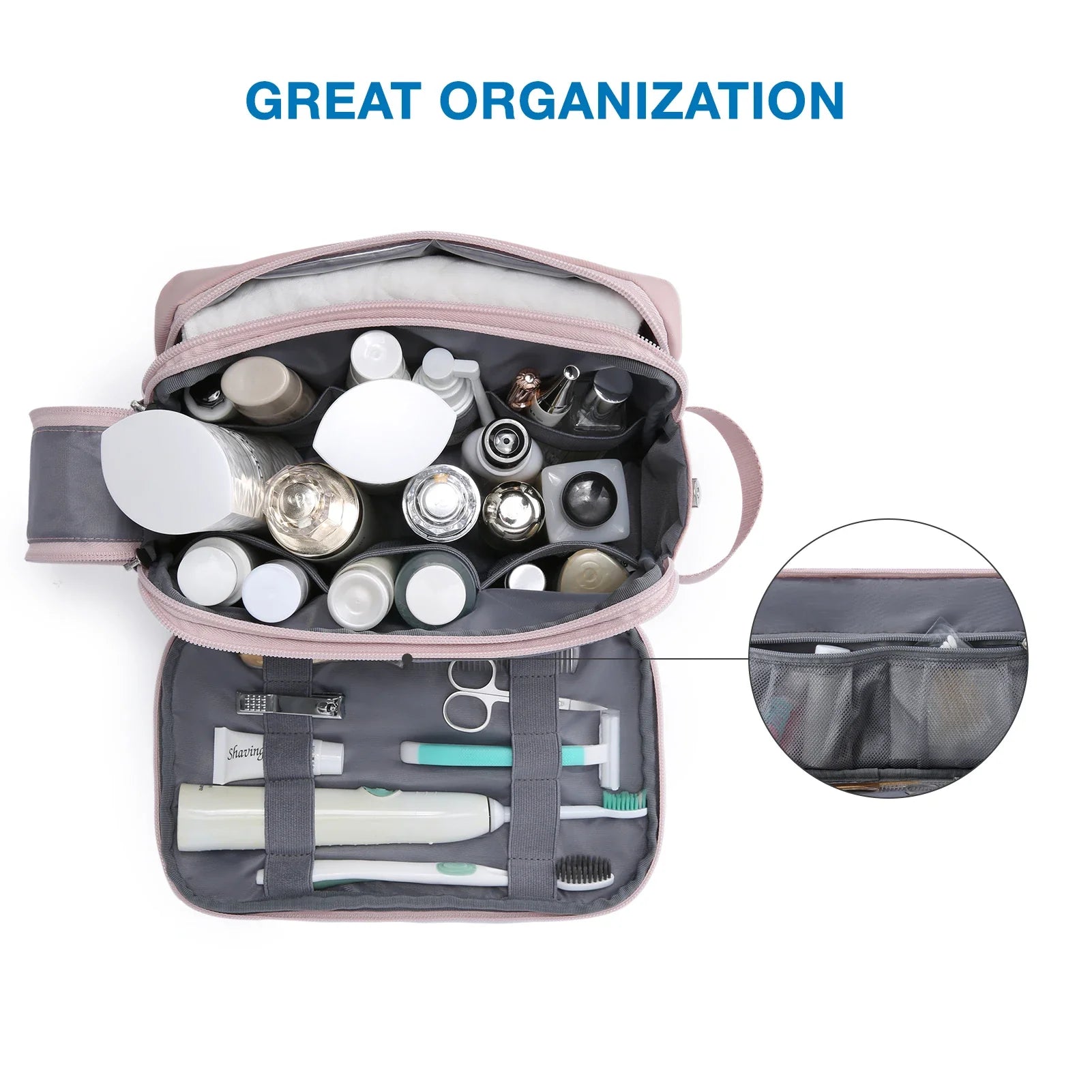 Kosmetixo Trousse de Toilette Imperméable pour Femmes & Hommes | Trousse de Toilette Légère en S/M/L | Accessoire de Voyage pour Produits de Soins & Maquillage | Organisateur de Voyage Unisexe