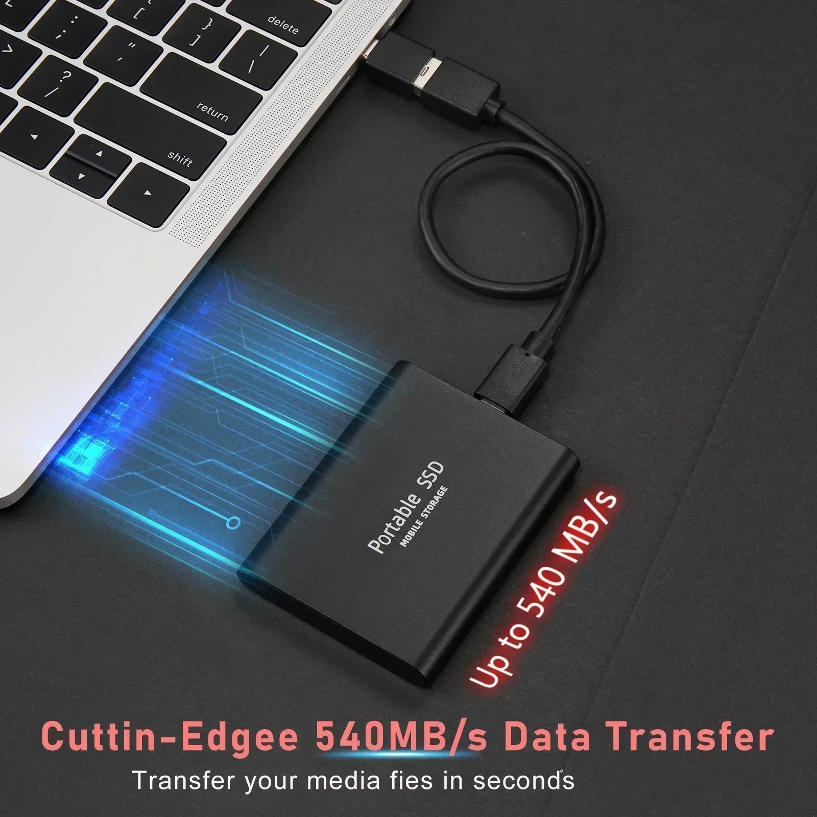 Brehn | SSD Externe 128 Go | USB 3.1 & USB-C Haute Vitesse | Technologie NVMe M.2 | Boîtier en Aluminium Résistant aux Chocs | Plug & Play pour PC, Mac & Mobile