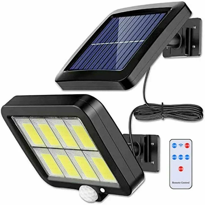 LuminaX Solaire | 100 LED COB Solaire | IP65 | Détecteur de mouvement & 3 modes | Éclairage extérieur sans fil