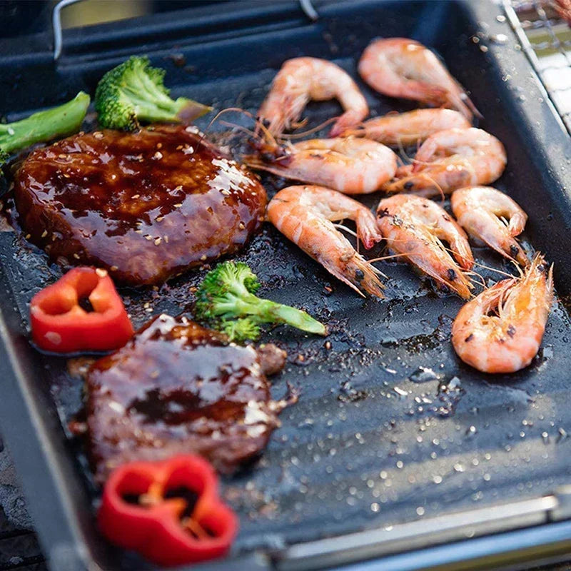 Plaque de Grill en Fonte Réversible Feurossa | Pour Grill à Gaz & Cuisinière | 25 × 30 cm | Pour Pizza, Viande, Légumes & Poisson