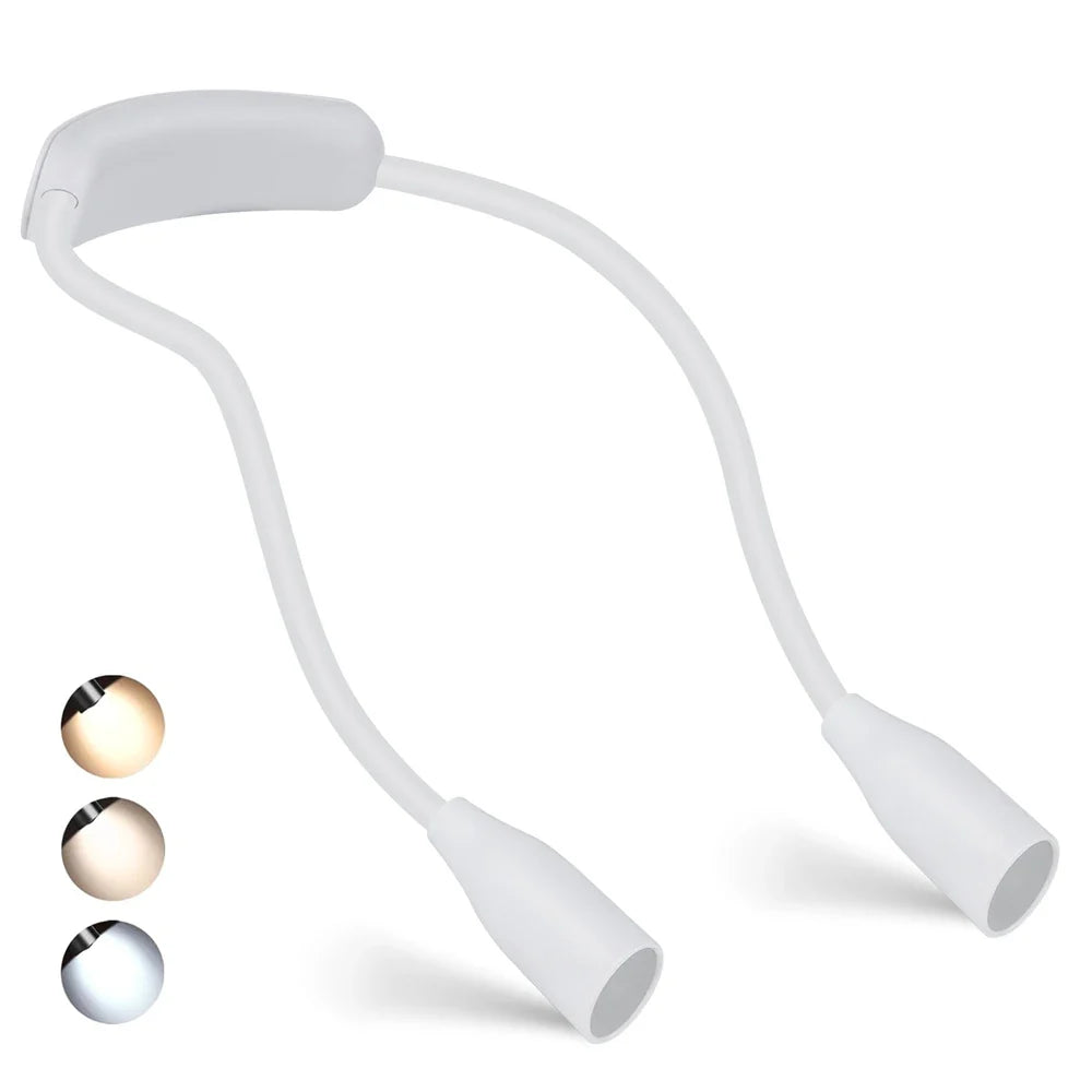 Lampe de cou LED LumiNeck | Rechargeable USB | 3 couleurs de lumière & intensité réglable | Flexible & Portable