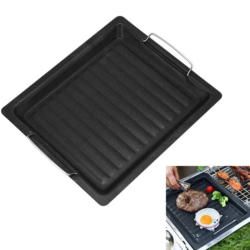 Plaque de Grill en Fonte Réversible Feurossa | Pour Grill à Gaz & Cuisinière | 25 × 30 cm | Pour Pizza, Viande, Légumes & Poisson
