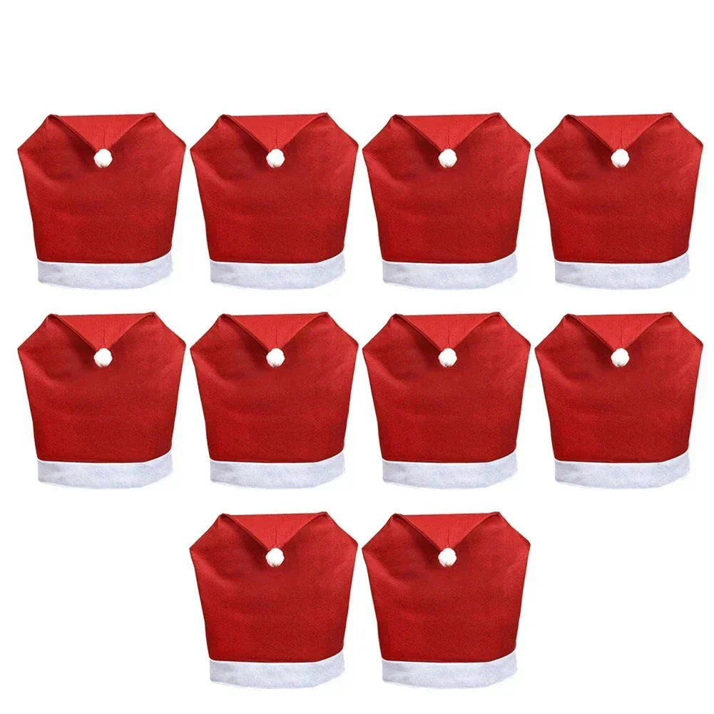 Housses de Chaise de Noël – Bonnet de Père Noël pour Chaises de Salle à Manger