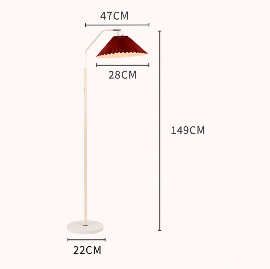 Lampe sur pied LED minimaliste avec abat-jour en tissu plissé