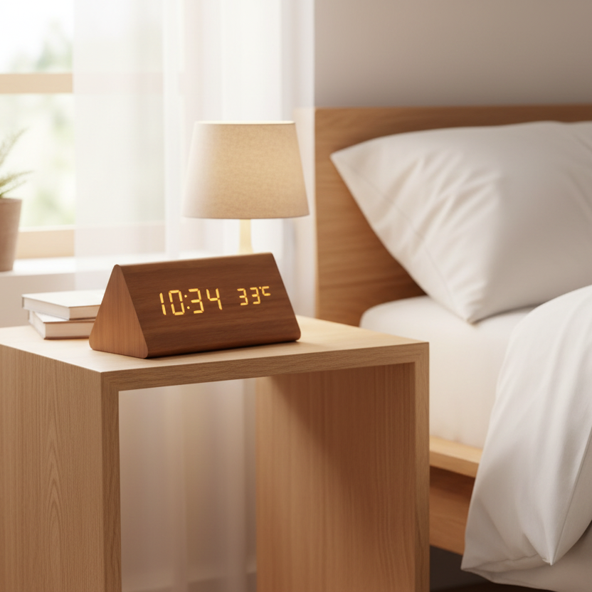WOODSENSE – Montre en bois LED avec commande vocale pour une affichage du temps élégante
