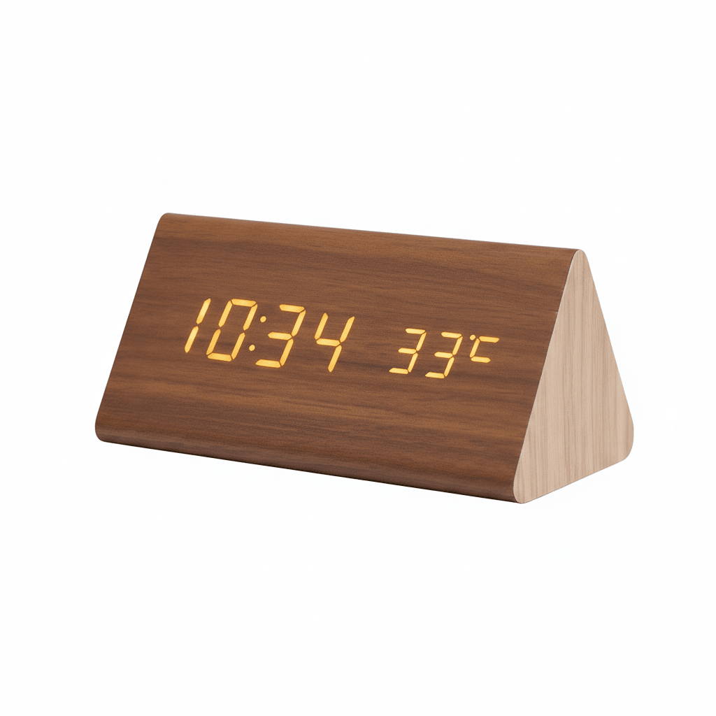 WOODSENSE – Montre en bois LED avec commande vocale pour une affichage du temps élégante