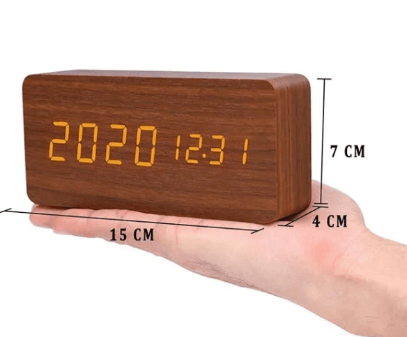 WoodSense Horloge en Bois LED – Commande Vocale & Élégante pour Chaque Pièce