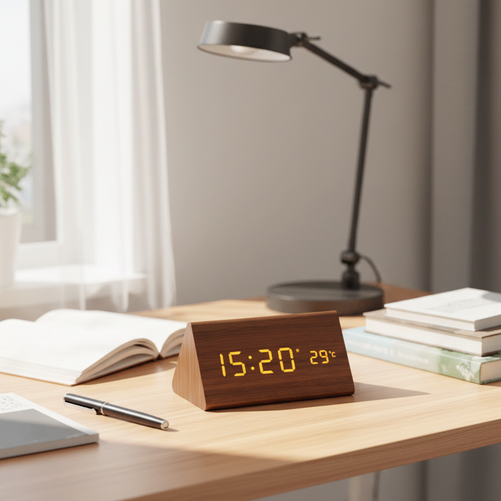 WOODSENSE – Montre en bois LED avec commande vocale pour une affichage du temps élégante