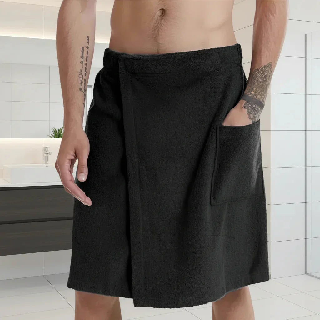 Enveloppement de Serviette pour le Bain avec Fermeture Velcro et Poche de Rangement