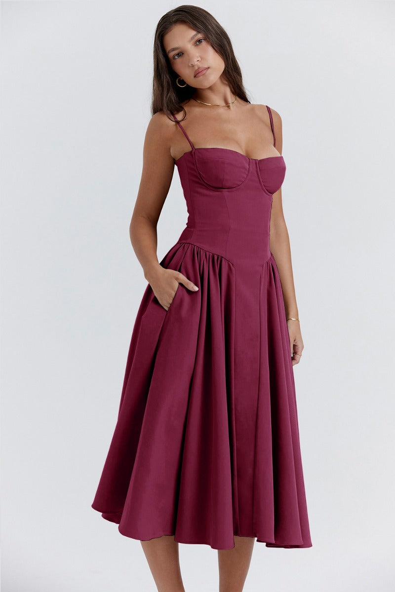 Vivi™ | Robe midi sans manches avec coupe corset