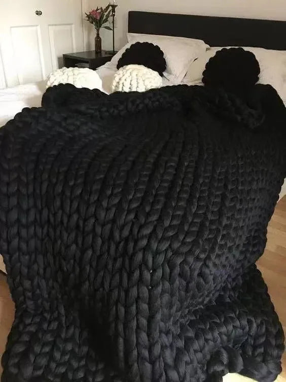 Couverture Tricotée Chunky – Plaid Extra Doux et Chaud pour Canapé et Lit
