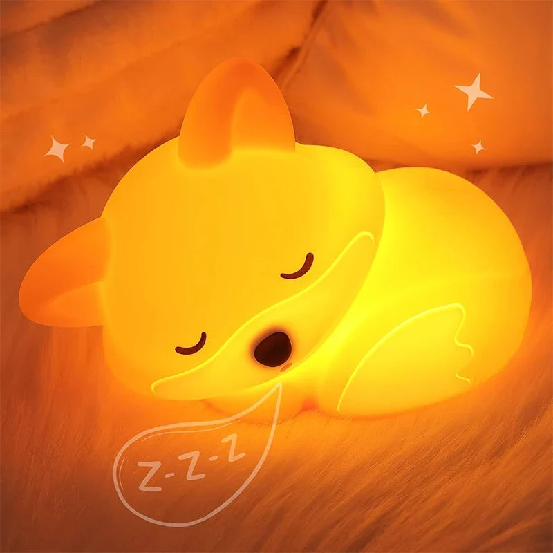 Veilleuse Fuchs en silicone | Rechargeable, dimmable & avec minuterie | Idée cadeau mignonne pour enfants & adultes