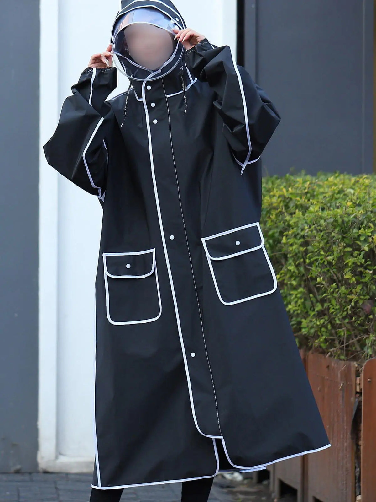 Poncho de Pluie Long Imperméable Unisexe – Veste de Pluie à Capuche de Corps Entier avec Finition Réfléchissante