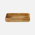 Plateau de Service en Rattan Élégant avec Poignées et Bords Élevés