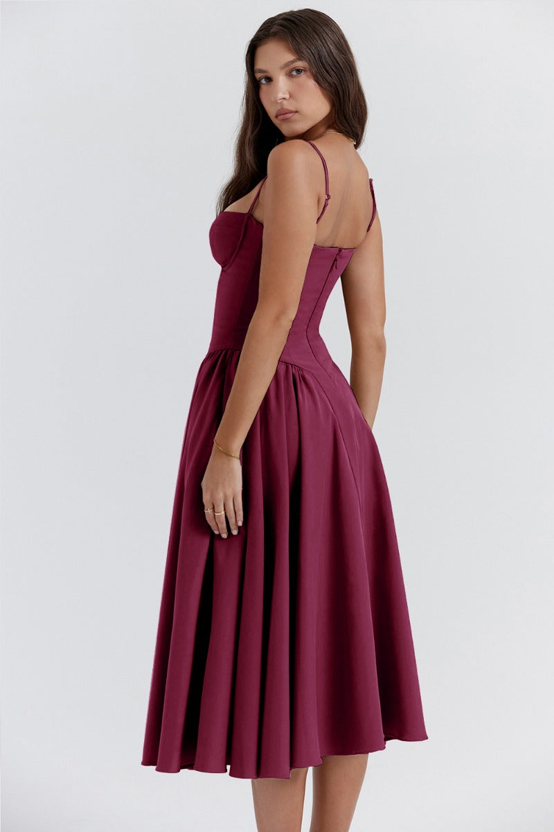 Vivi™ | Robe midi sans manches avec coupe corset
