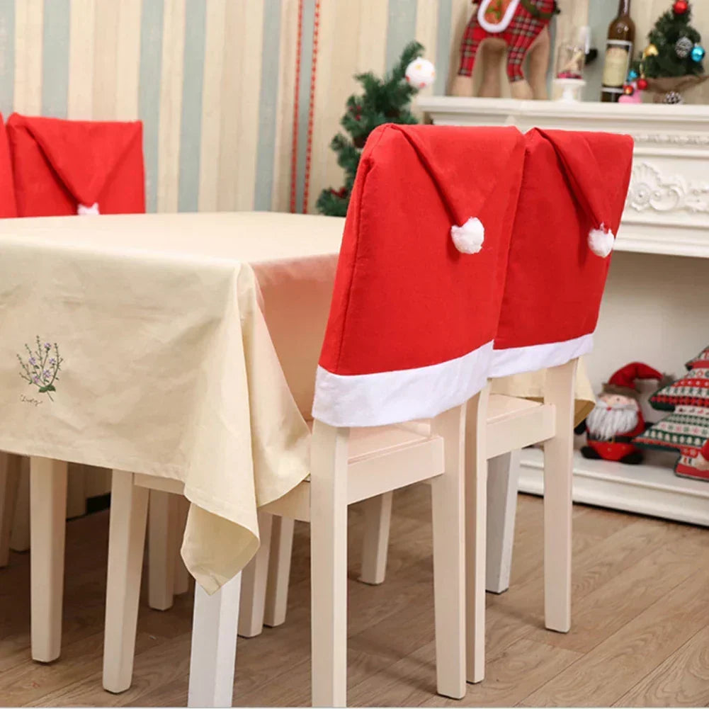 Housses de Chaise de Noël – Bonnet de Père Noël pour Chaises de Salle à Manger