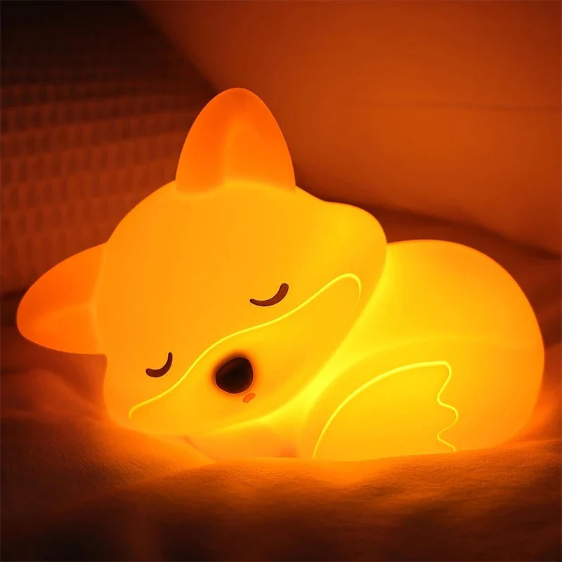 Veilleuse Fuchs en silicone | Rechargeable, dimmable & avec minuterie | Idée cadeau mignonne pour enfants & adultes