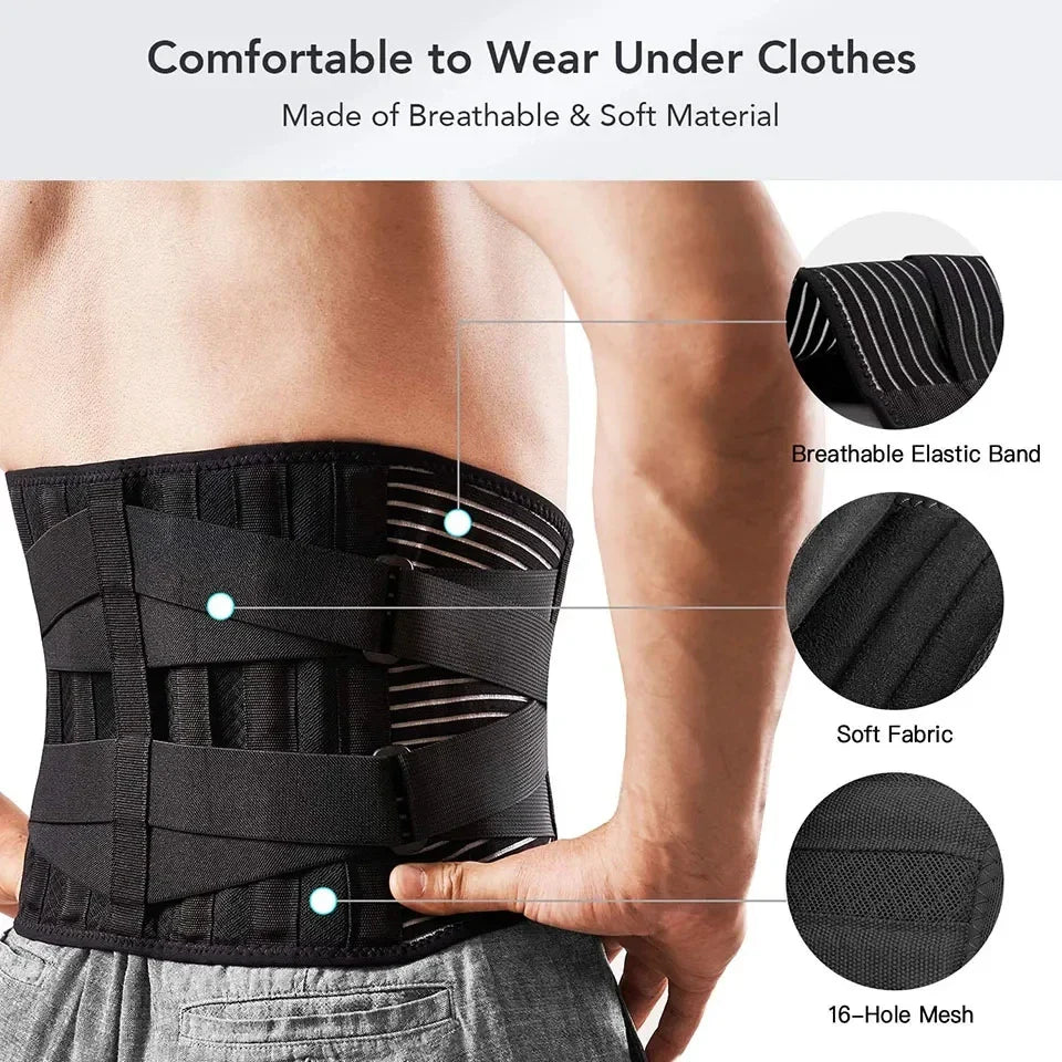 Ceinture de soutien dorsal OrthoFlexa | Support lombaire 360° avec aluminium à mémoire et ressorts en acier | Respirant et invisible sous les vêtements