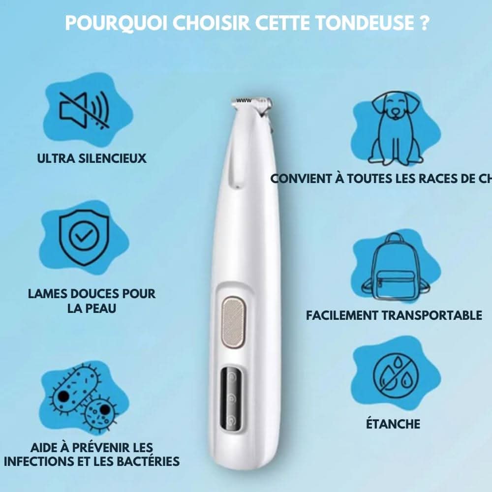 Skanto | SilentPet Trimmer – Tondeuse silencieuse pour zones sensibles chez les chiens et les chats