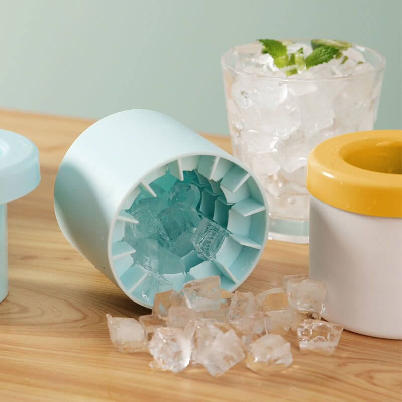 FrozenIce - Fabricant de glaçons portable en silicone avec couvercle