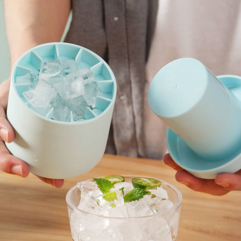 FrozenIce - Fabricant de glaçons portable en silicone avec couvercle