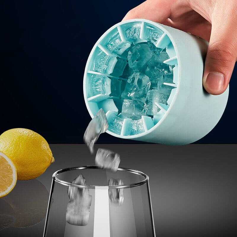 FrozenIce - Fabricant de glaçons portable en silicone avec couvercle