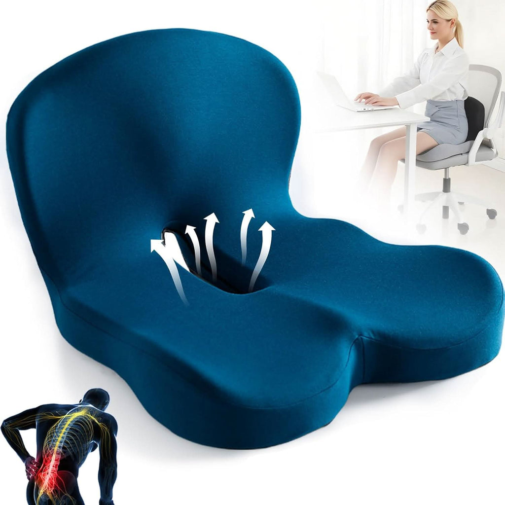 Coussin de Siège Ergonomique en Mousse à Mémoire – Soulagement de la Pression & Antidérapant