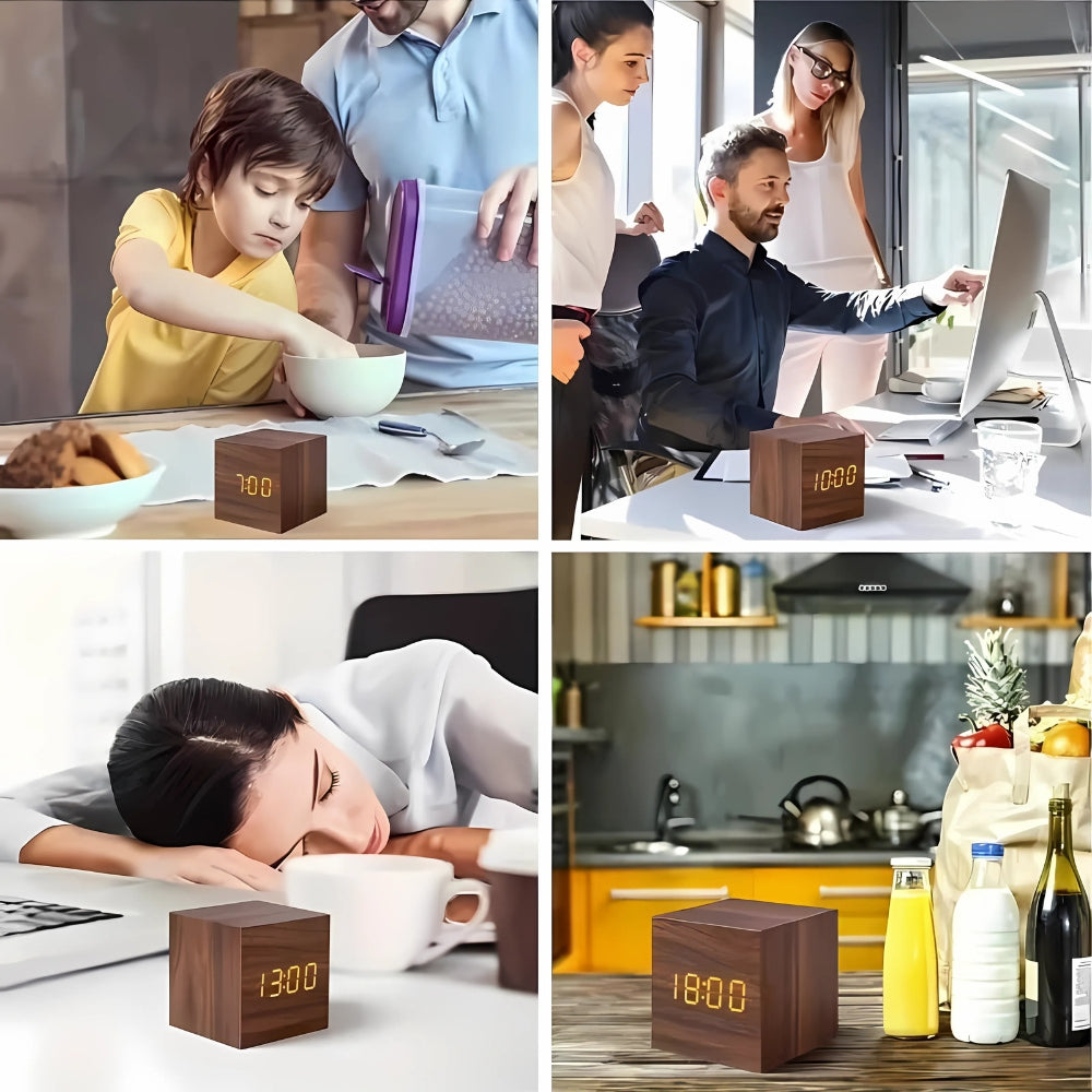 Réveil Cubique Intelligent Moderne avec Température et Fonction Snooze