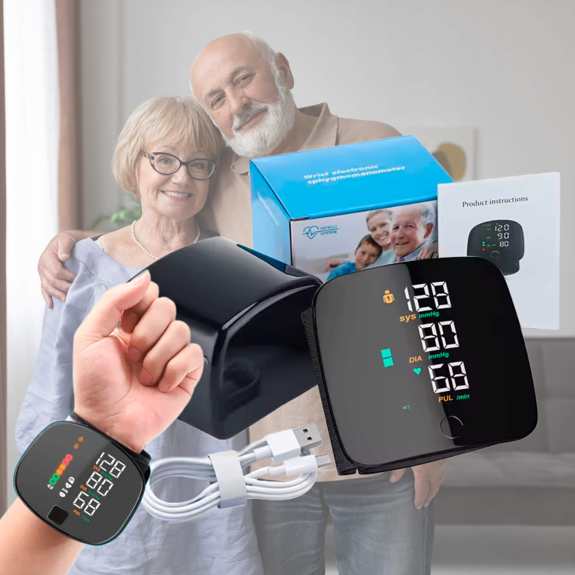 Skanto | Moniteur de Pression Artérielle Intelligent au Poignet – Sphygmomanomètre Portable Électronique avec Annonces Vocales