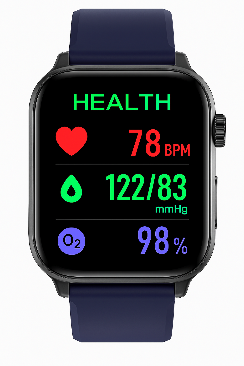 Montre intelligente pour la santé et le fitness – EKG, pression artérielle, mesure de la fréquence cardiaque – compatible iOS et Android
