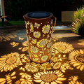 Lanterne de Jardin Solaire avec Motif Floral et Projection de Lumière