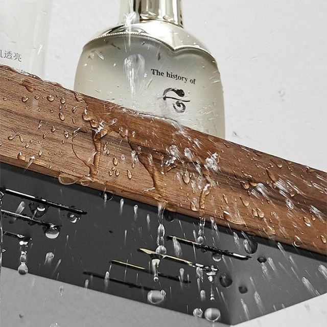 Étagère Murale en Bois Sans Effort pour le Rangement de Salle de Bain