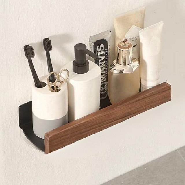Étagère Murale en Bois Sans Effort pour le Rangement de Salle de Bain