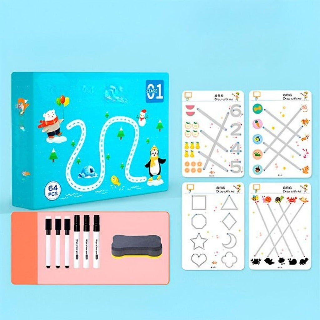Livre d'apprentissage pour enfants - Exercices réutilisables pour apprendre en s'amusant