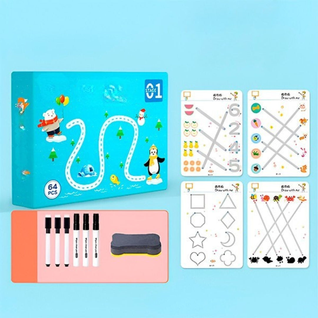 Livre d'apprentissage pour enfants - Exercices réutilisables pour apprendre en s'amusant
