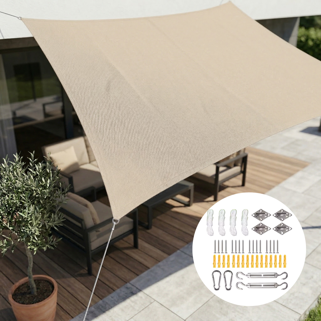 Tissu d'ombrage rectangulaire imperméable | Tissu d'extérieur imperméable | Protection UV | SkyCover